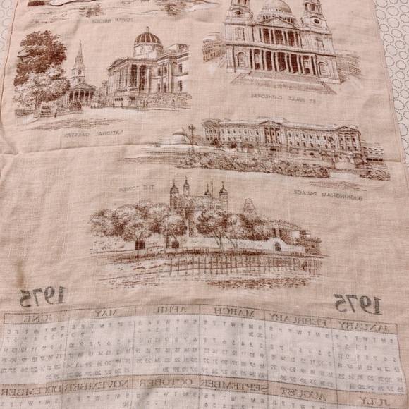 1975 Irish linen calendar towel featuring London - Picture 9 of 9